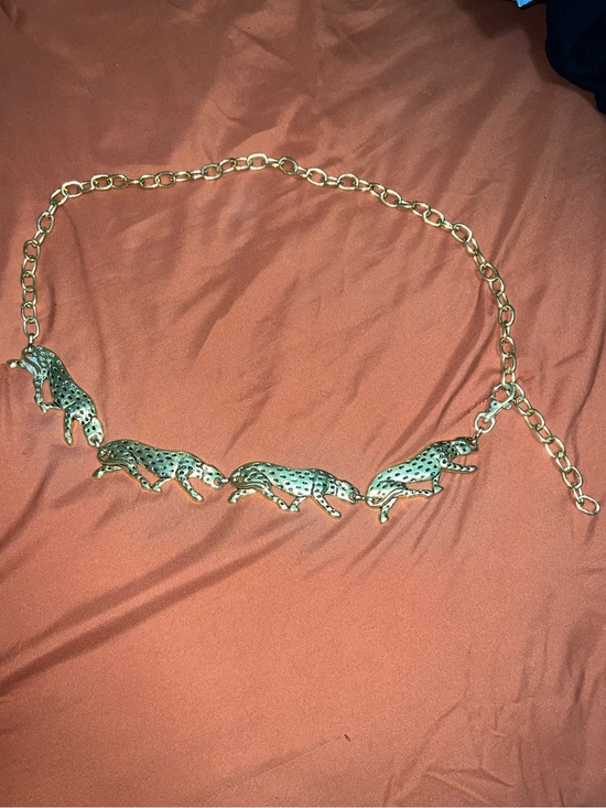 Anne Klein Accessories - Vintage Anne Klein Gold-Tone Leopard Link Chain Belt